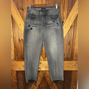 Sincerely Jules Women's High Rise Jeans Distressed Cropped Frayed Size 5/27